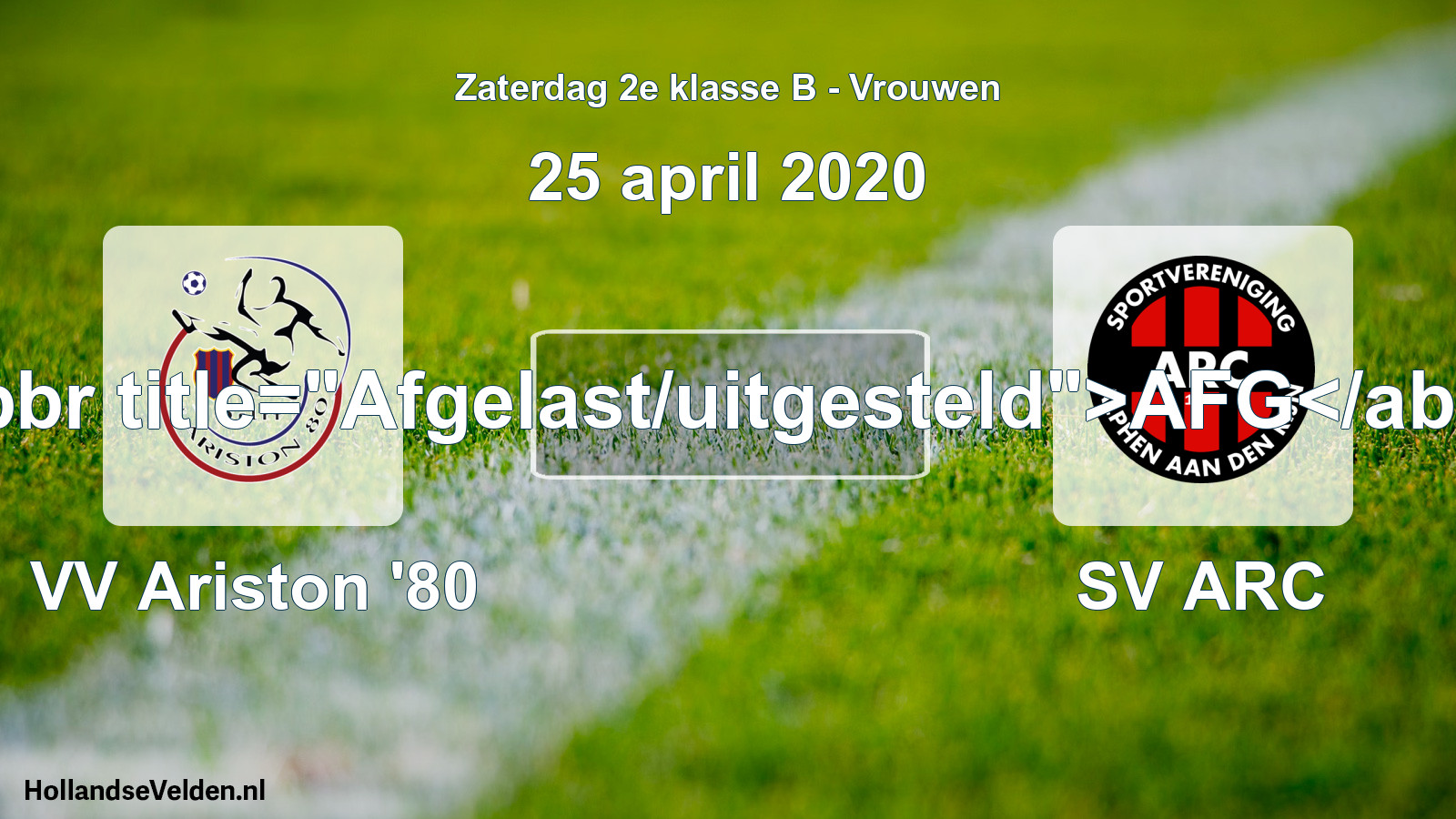 Scheduled Match: VV Ariston '80 - SV ARC (25 April 2020)