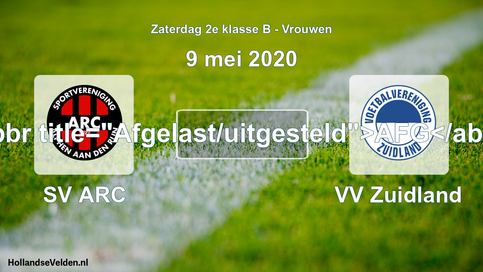 Scheduled Match: SV ARC - VV Zuidland (9 May 2020)