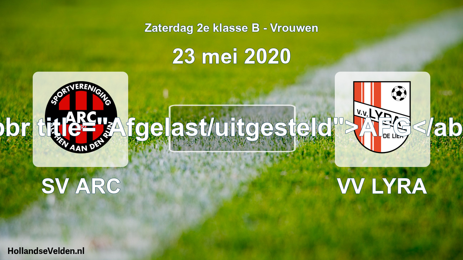 Scheduled Match: SV ARC - VV LYRA (23 May 2020)