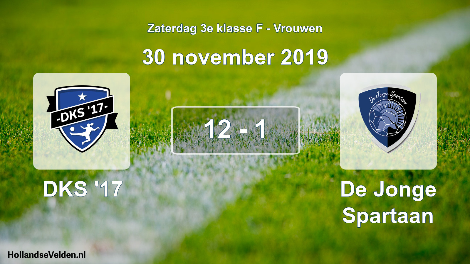 Gespeelde wedstrijd: DKS '17 - De Jonge Spartaan 12 - 1 (30 november 2019)