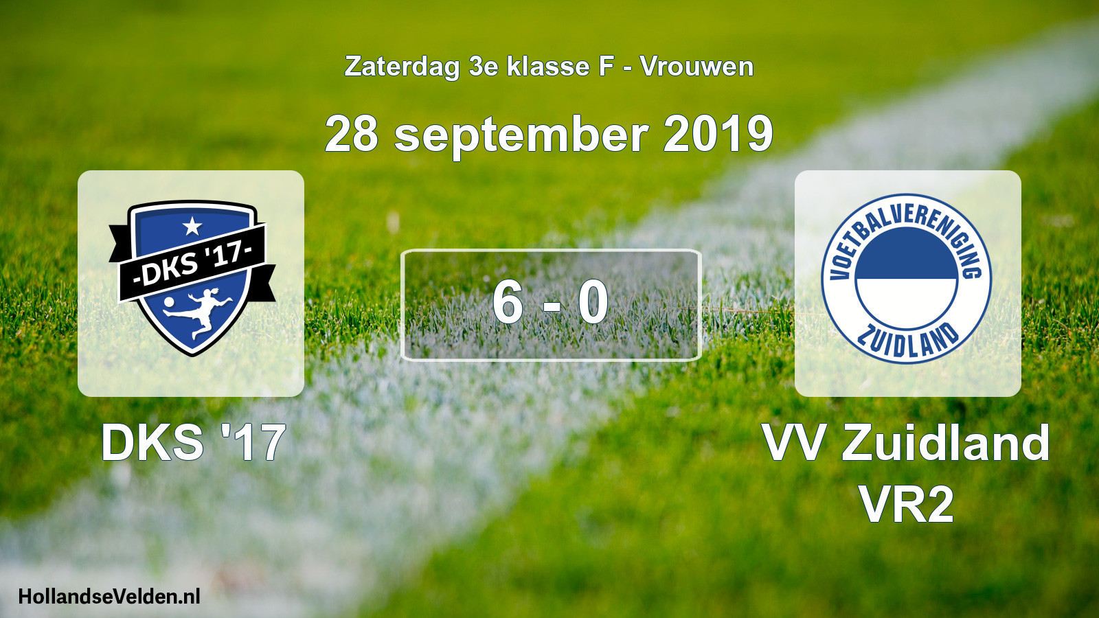Total number of matches played: DKS '17 - VV Zuidland VR2 6 - 0 (28 September 2019)