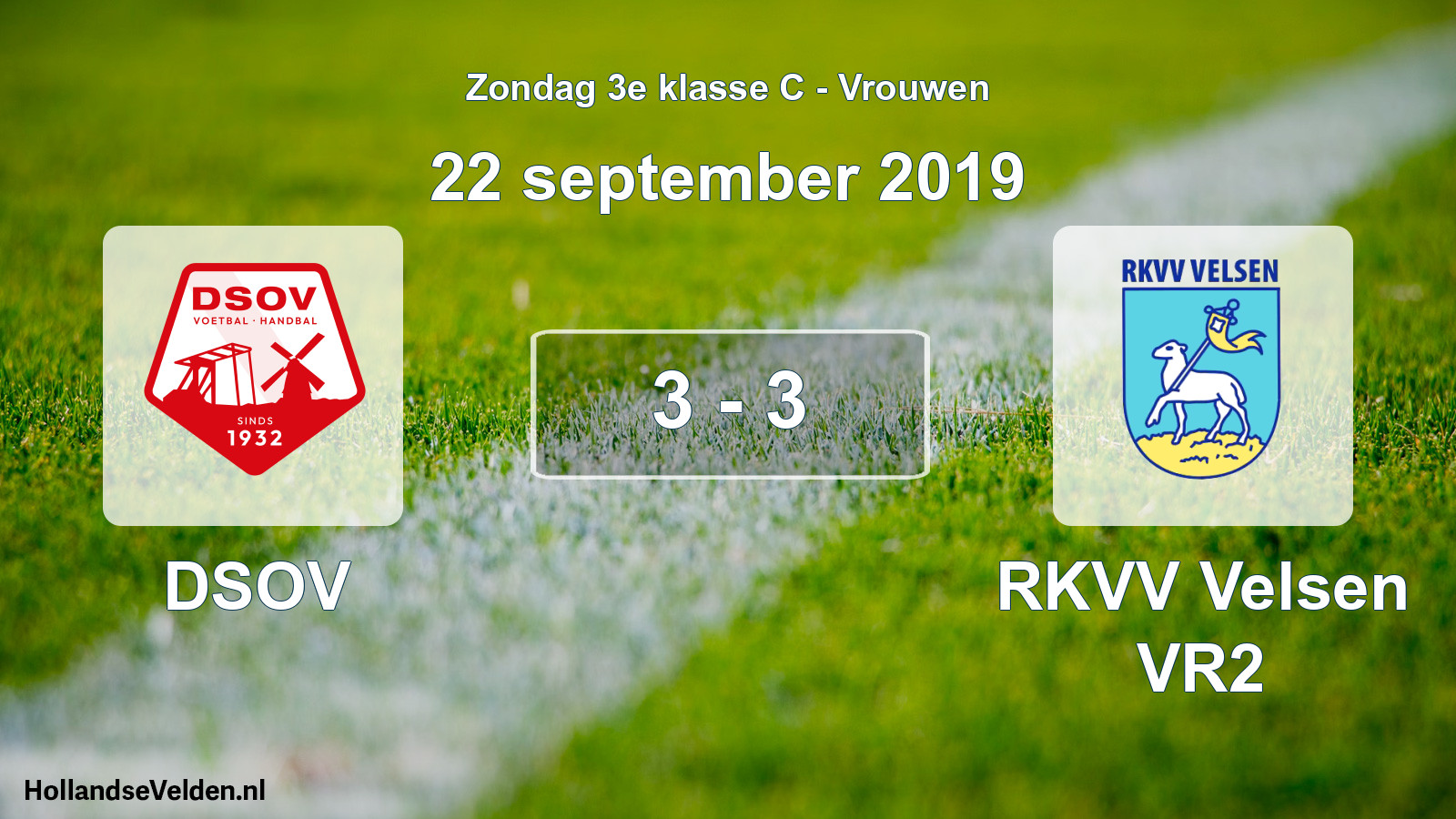 Gespeelde wedstrijd: DSOV - RKVV Velsen VR2 3 - 3 (22 september 2019)