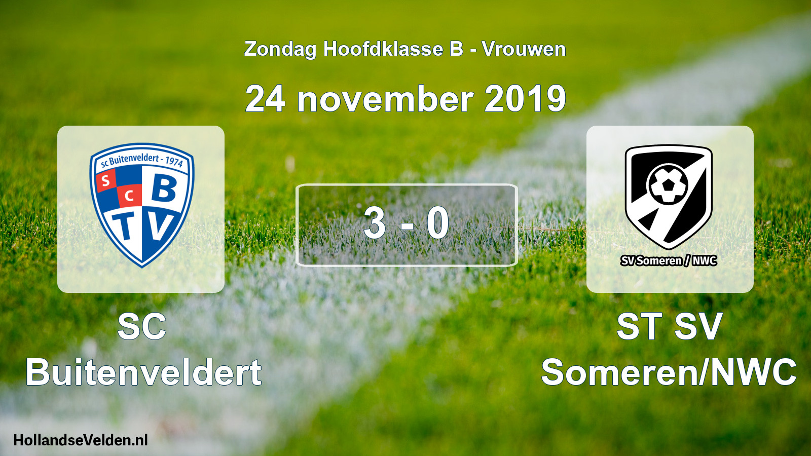Gespeelde wedstrijd: SC Buitenveldert - ST SV Someren/NWC 3 - 0 (24 november 2019)