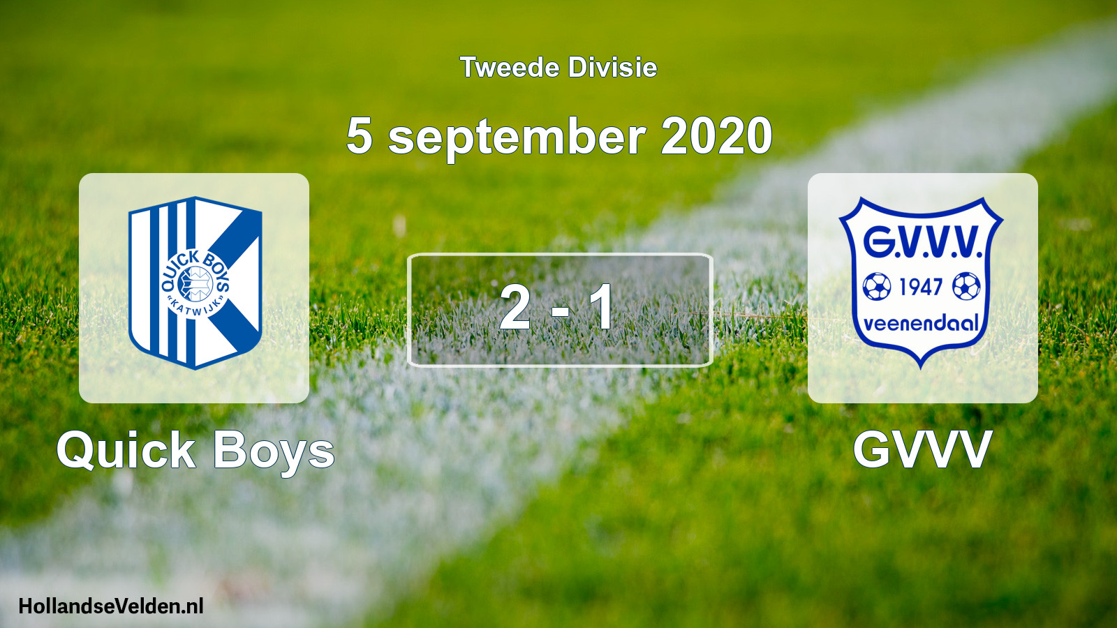Total number of matches played: Quick Boys - GVVV 2 - 1 (5 September 2020)