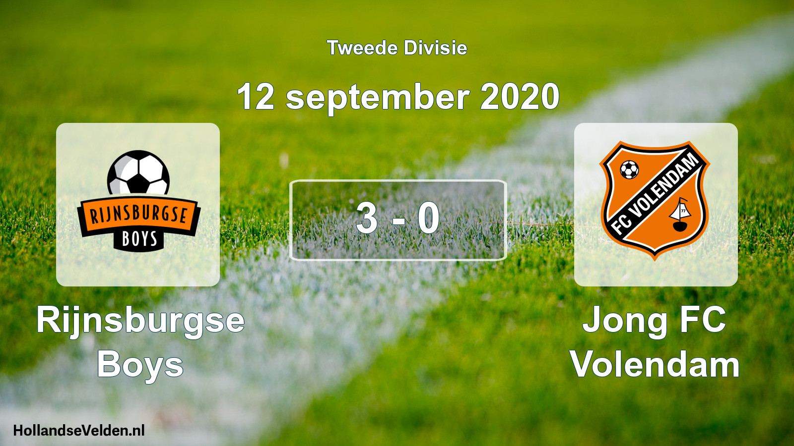 Total number of matches played: Rijnsburgse Boys - Jong FC Volendam 3 - 0 (12 September 2020)