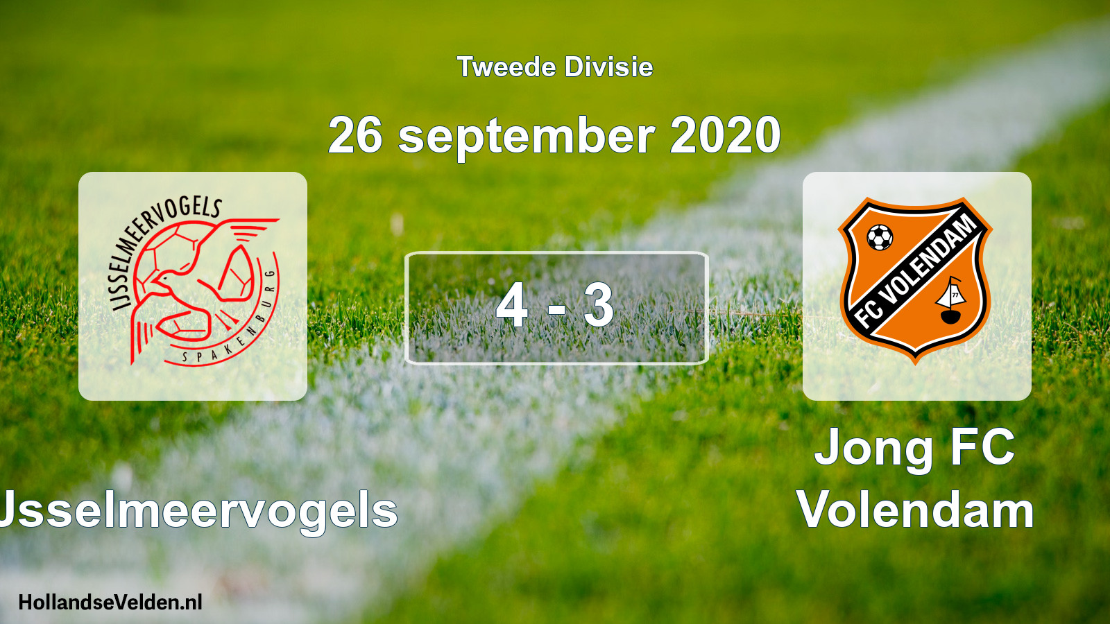 Total number of matches played: IJsselmeervogels - Jong FC Volendam 4 - 3 (26 September 2020)