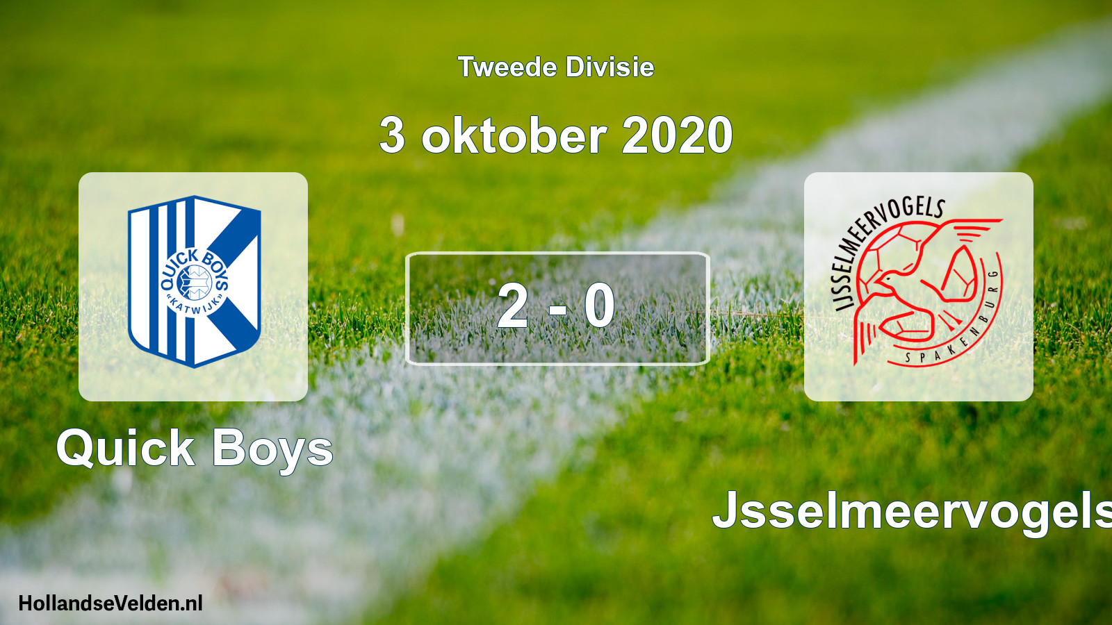 Total number of matches played: Quick Boys - IJsselmeervogels 2 - 0 (3 October 2020)