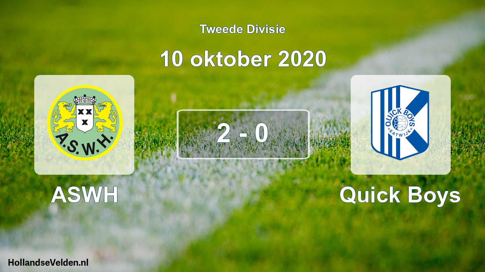 Total number of matches played: ASWH - Quick Boys 2 - 0 (10 October 2020)