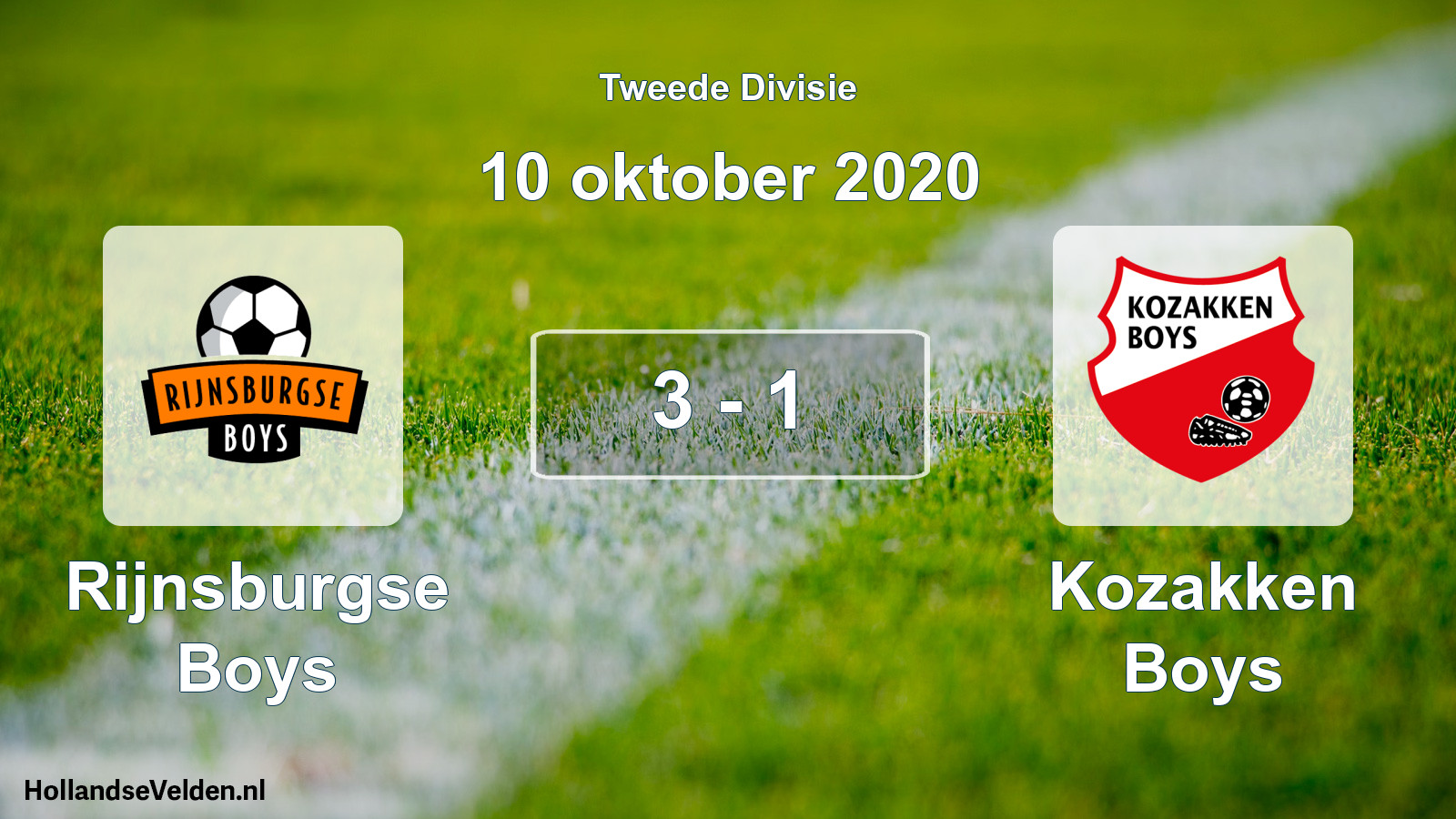 Total number of matches played: Rijnsburgse Boys - Kozakken Boys 3 - 1 (10 October 2020)