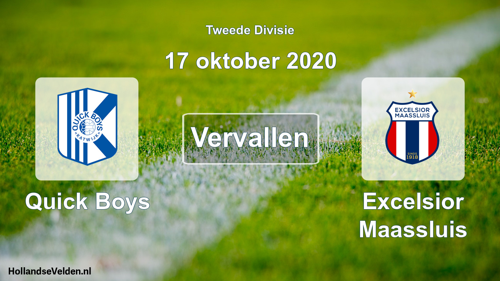 Scheduled Match: Quick Boys - Excelsior Maassluis (17 October 2020)