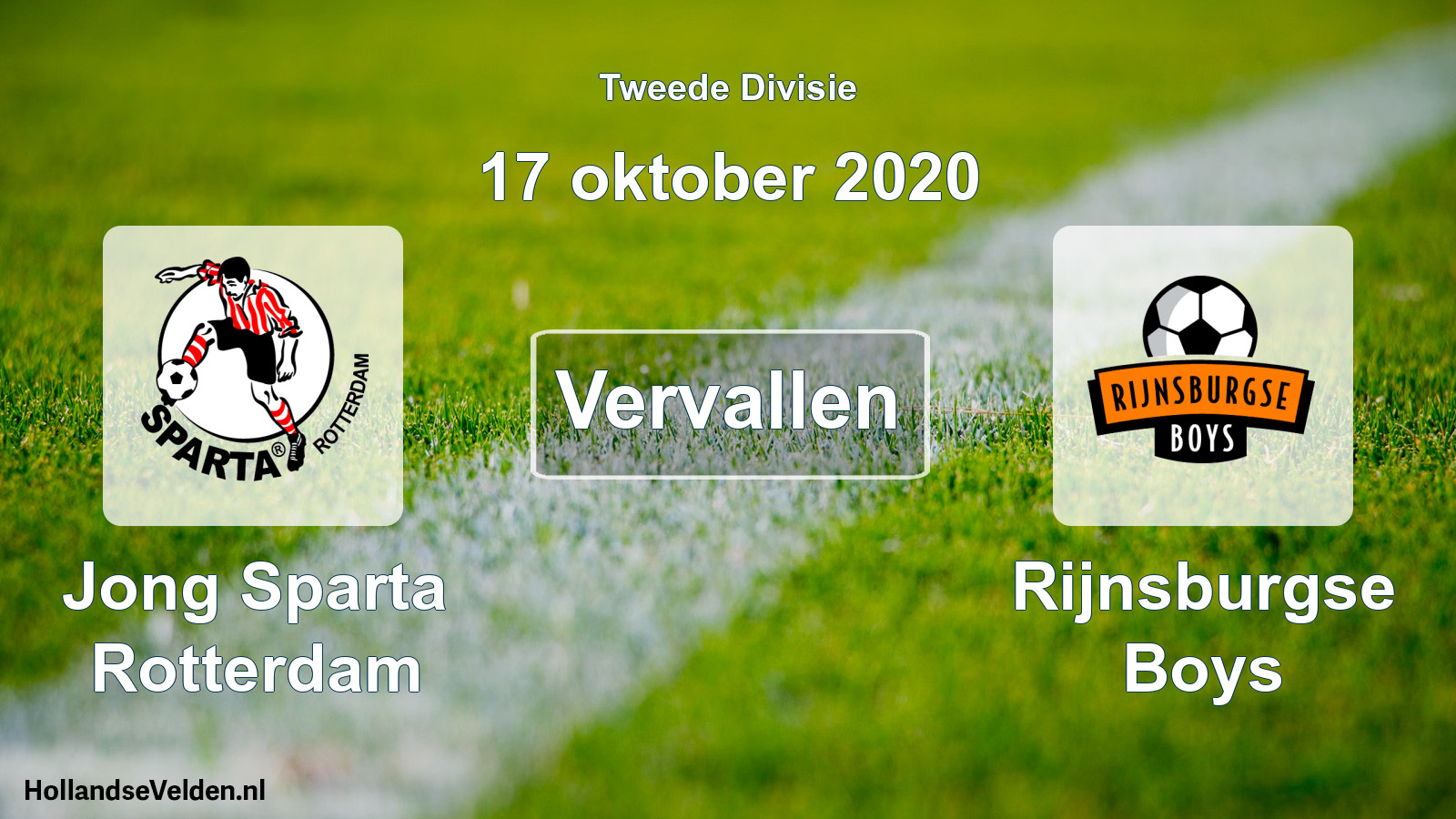 Scheduled Match: Jong Sparta Rotterdam - Rijnsburgse Boys (17 October 2020)