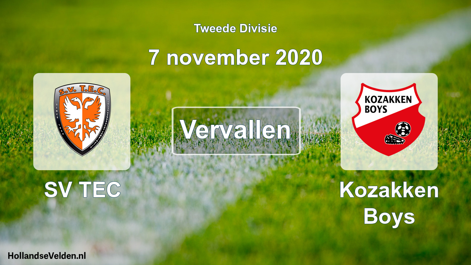 Scheduled Match: SV TEC - Kozakken Boys (7 November 2020)
