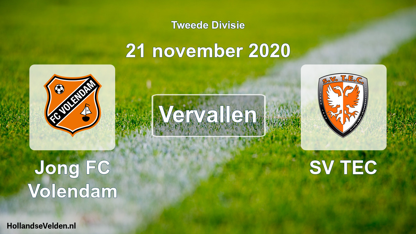 Scheduled Match: Jong FC Volendam - SV TEC (21 November 2020)