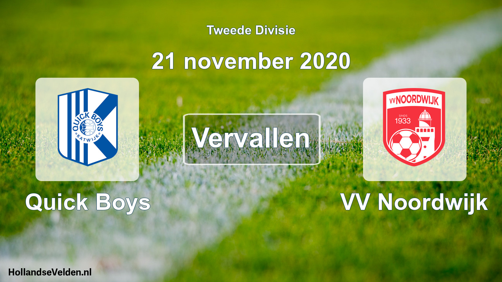 Scheduled Match: Quick Boys - VV Noordwijk (21 November 2020)