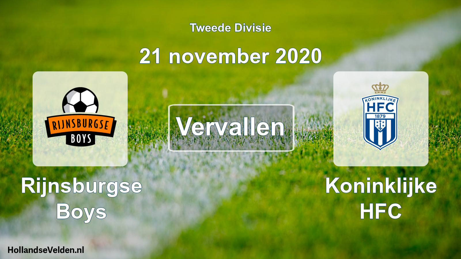 Scheduled Match: Rijnsburgse Boys - Koninklijke HFC (21 November 2020)