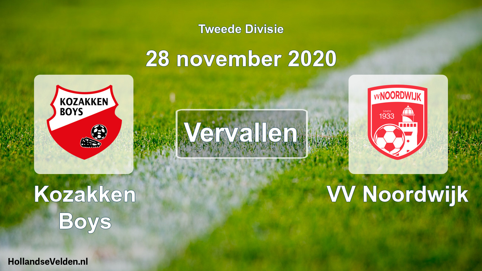 Scheduled Match: Kozakken Boys - VV Noordwijk (28 November 2020)