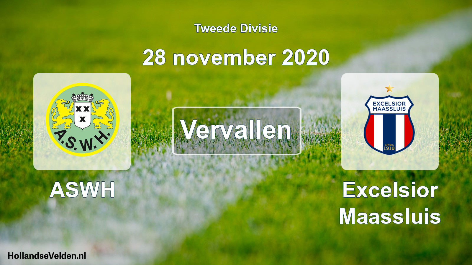 Scheduled Match: ASWH - Excelsior Maassluis (28 November 2020)