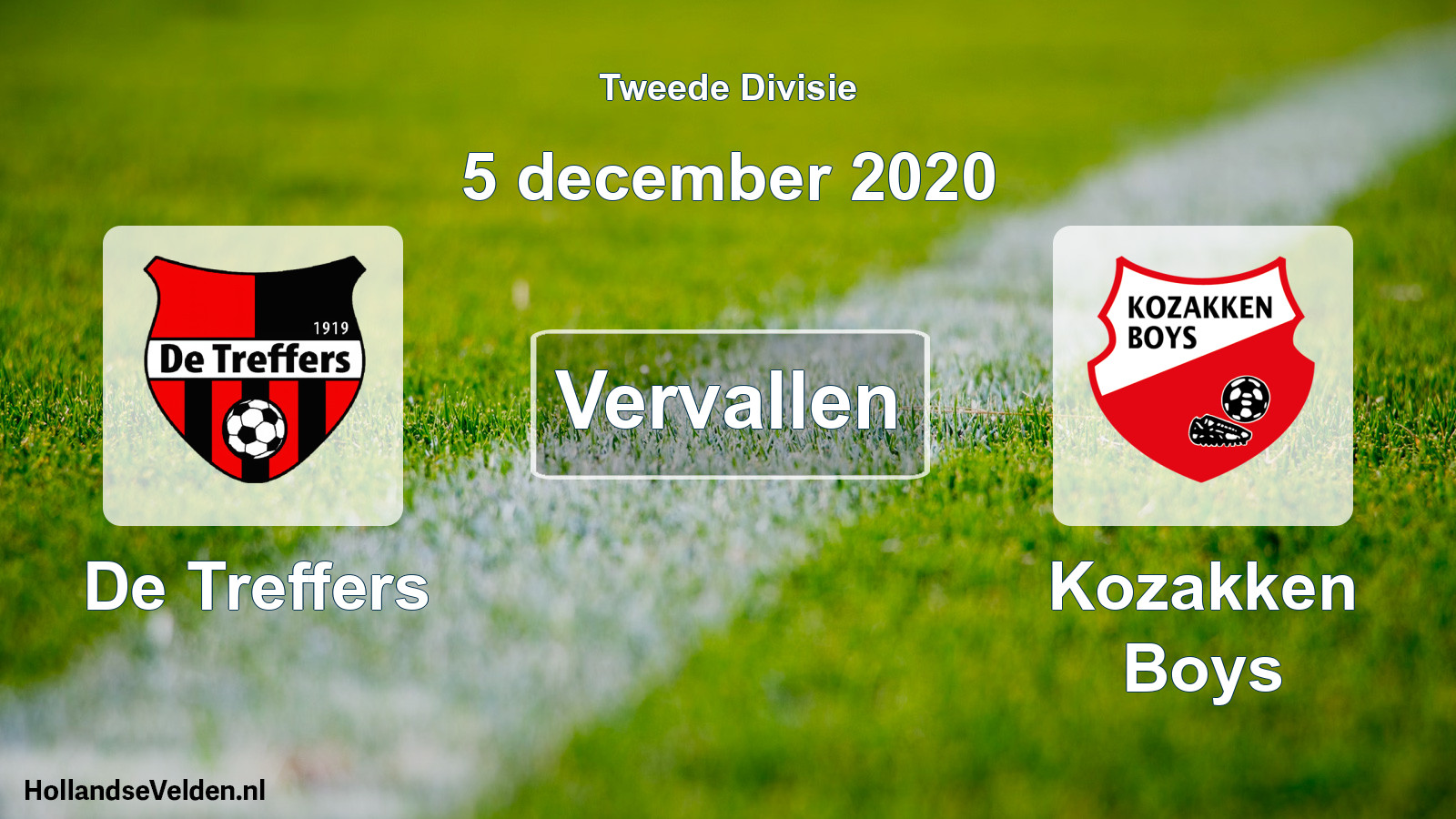 Scheduled Match: De Treffers - Kozakken Boys (5 December 2020)