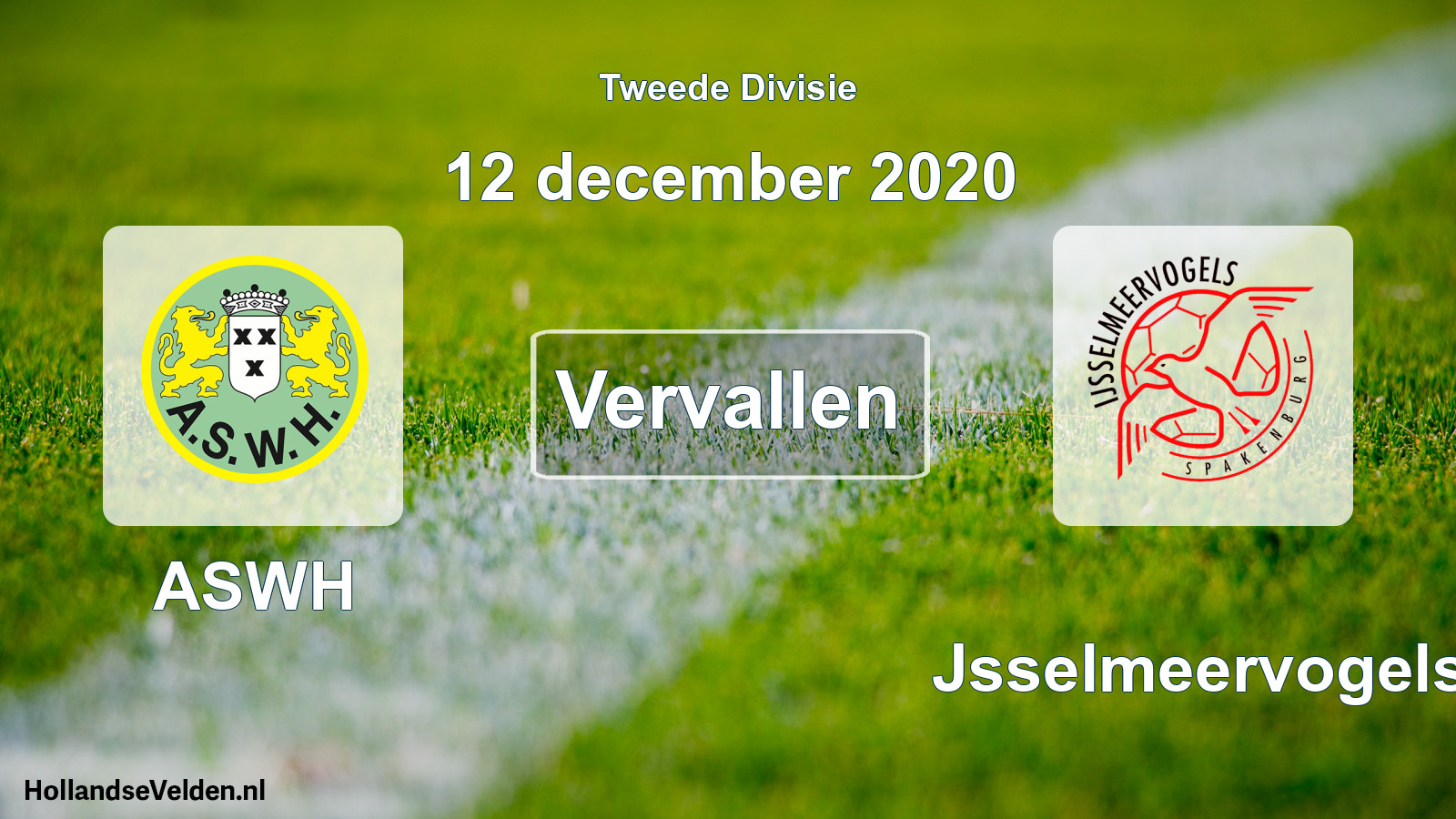 Scheduled Match: ASWH - IJsselmeervogels (12 December 2020)