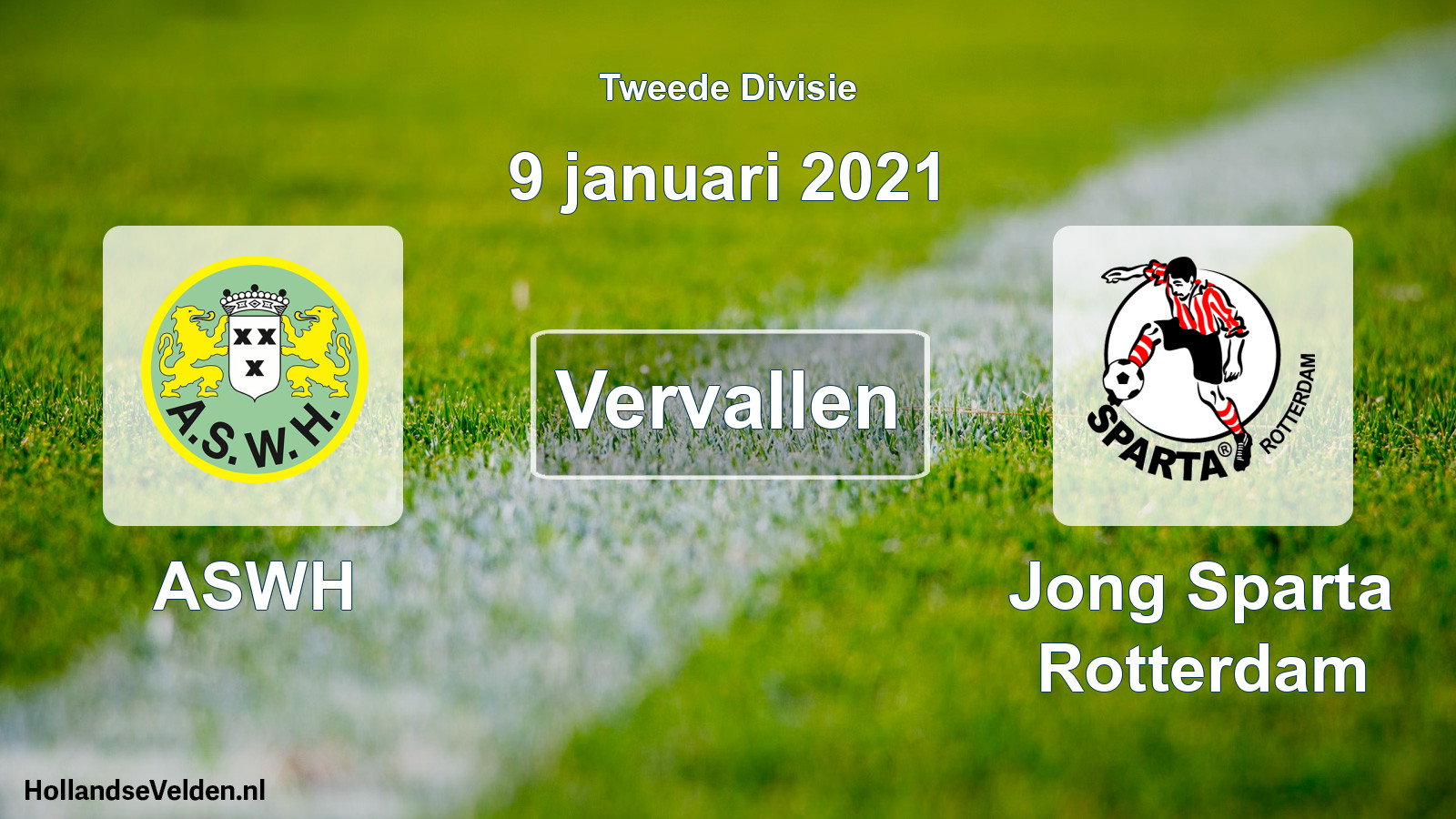 Scheduled Match: ASWH - Jong Sparta Rotterdam (9 January 2021)