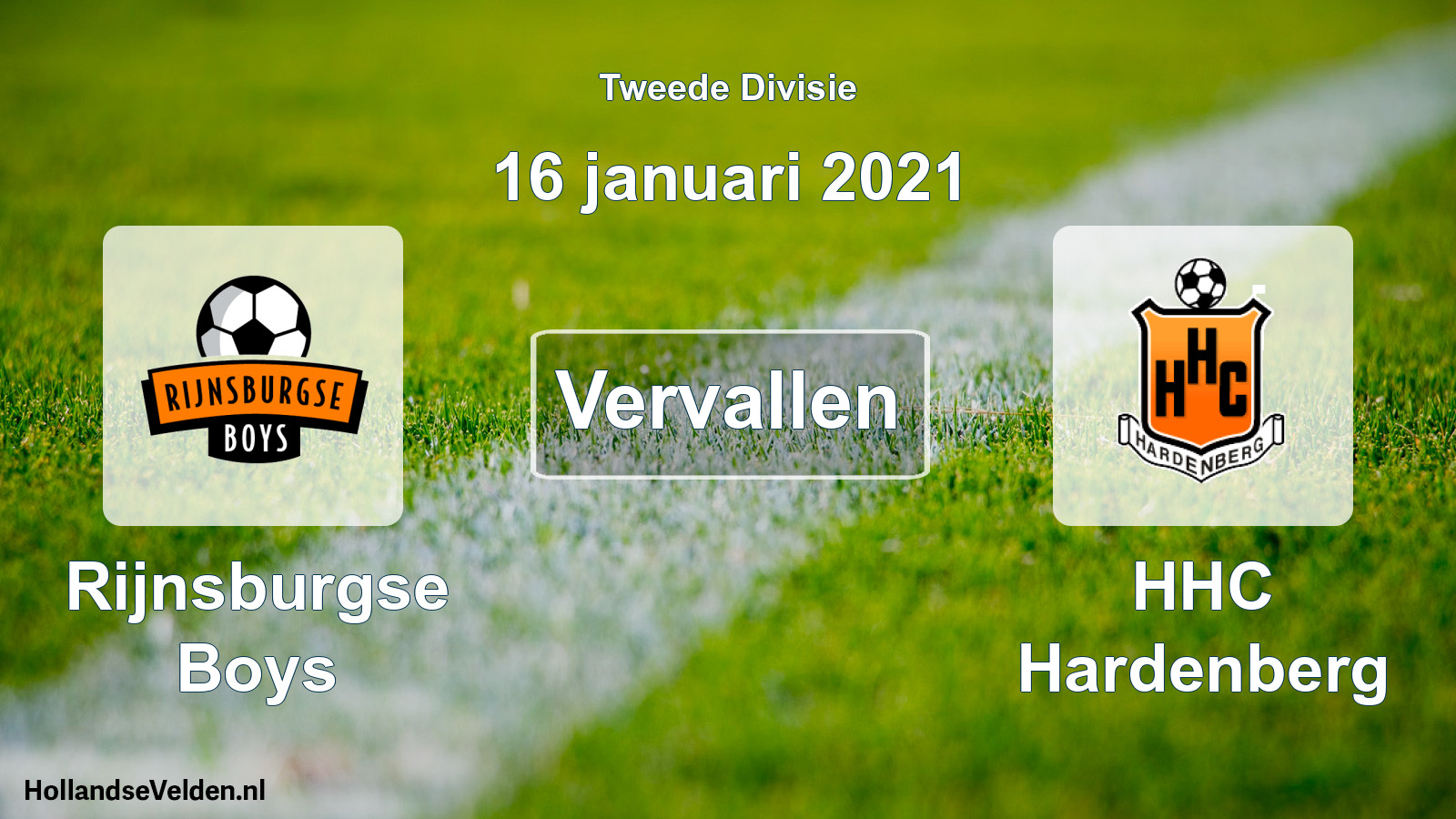 Scheduled Match: Rijnsburgse Boys - HHC Hardenberg (16 January 2021)