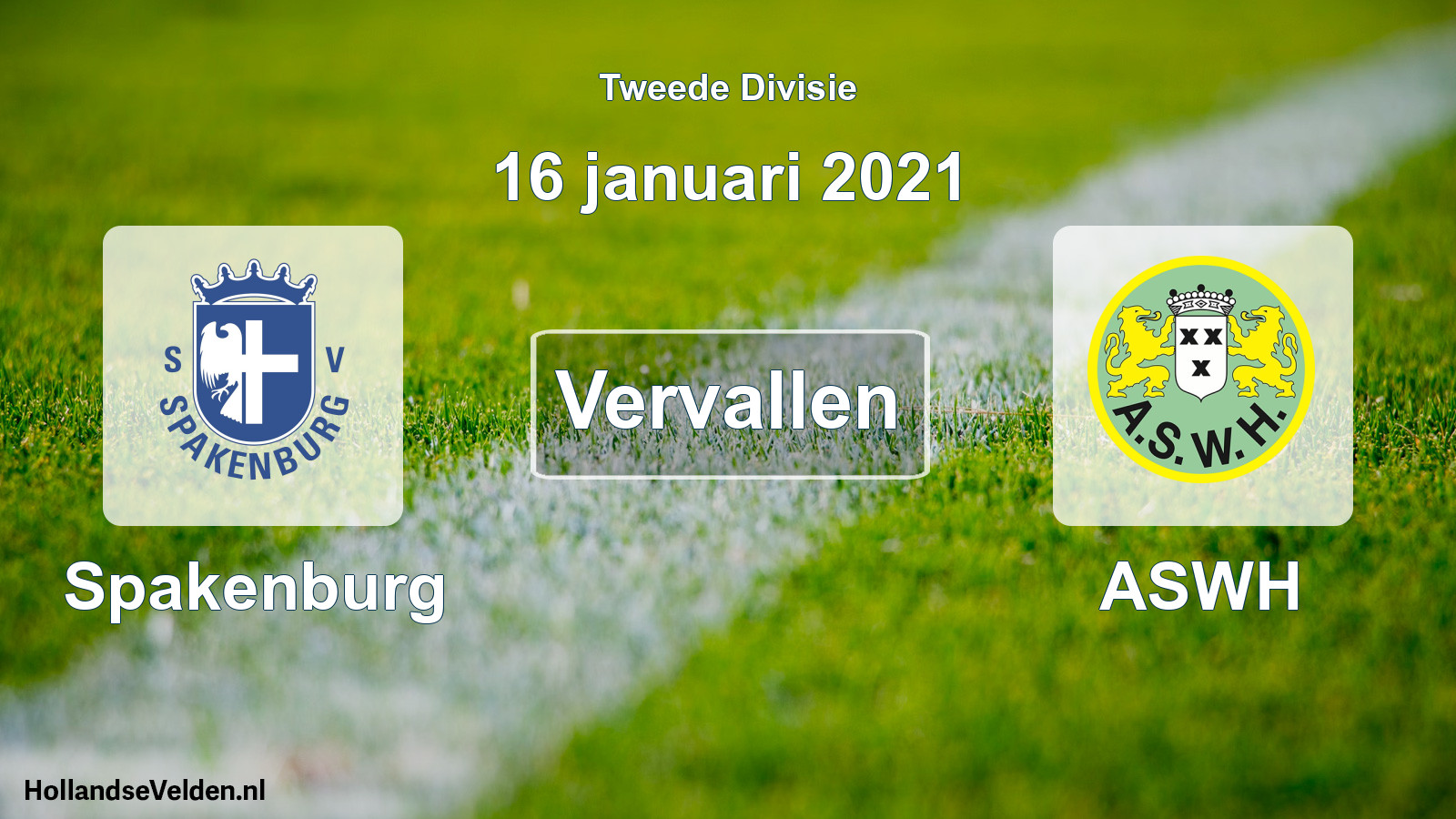 Scheduled Match: Spakenburg - ASWH (16 January 2021)
