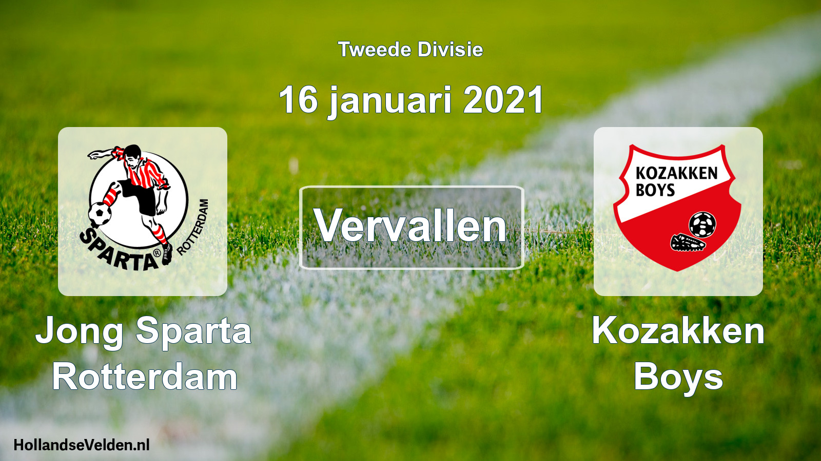 Scheduled Match: Jong Sparta Rotterdam - Kozakken Boys (16 January 2021)