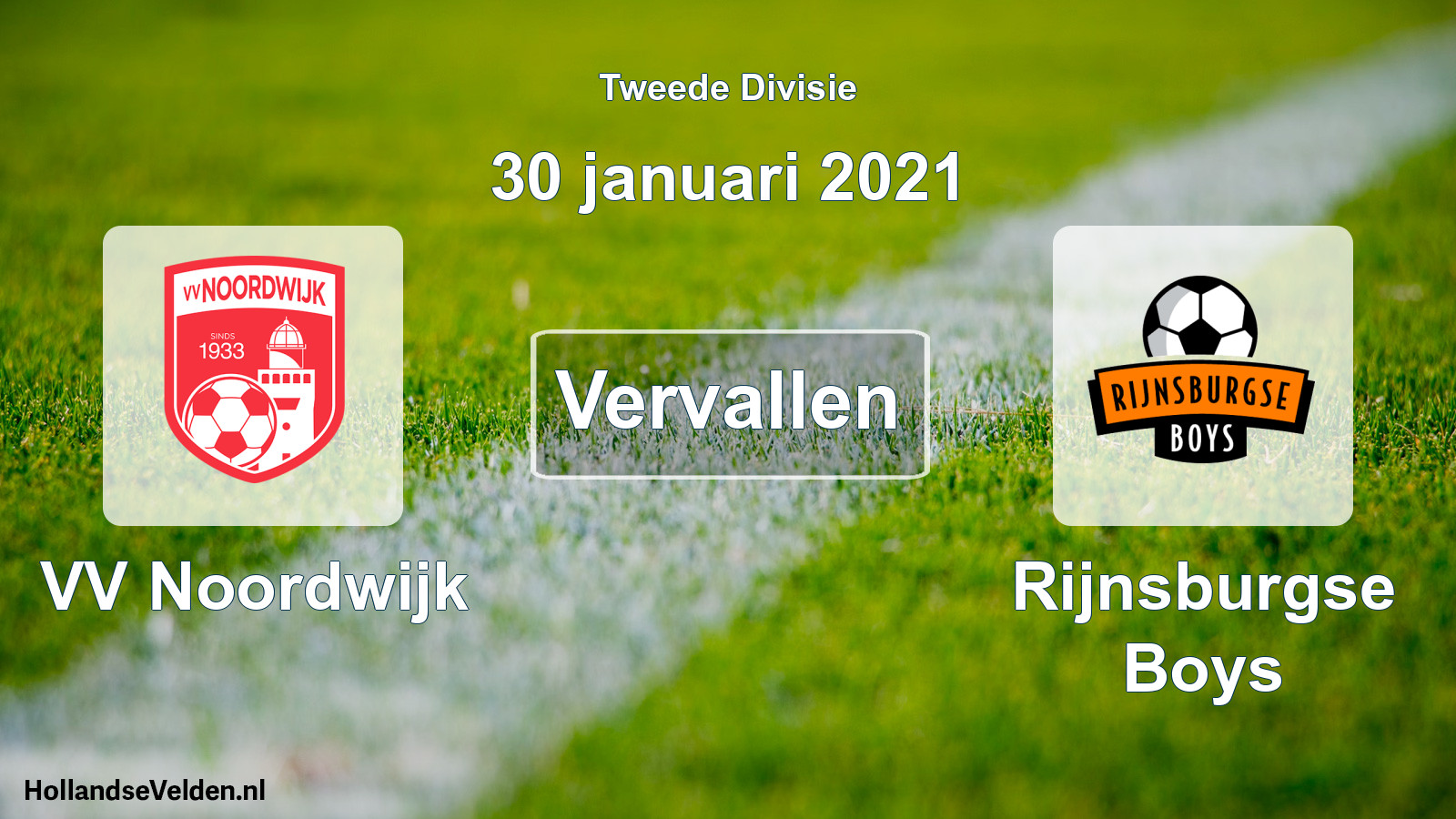 Scheduled Match: VV Noordwijk - Rijnsburgse Boys (30 January 2021)