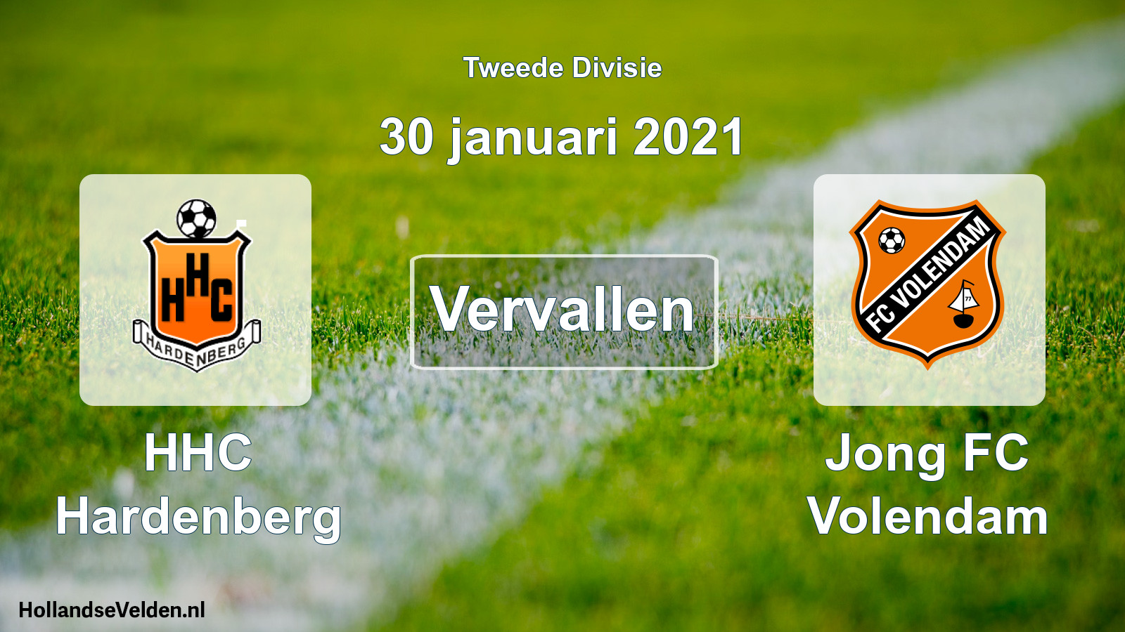 Scheduled Match: HHC Hardenberg - Jong FC Volendam (30 January 2021)
