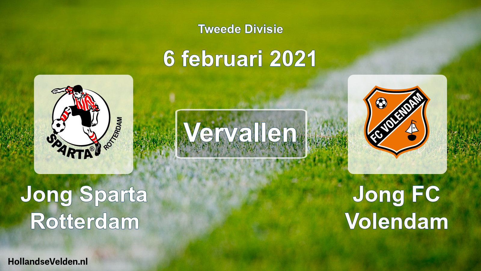 Scheduled Match: Jong Sparta Rotterdam - Jong FC Volendam (6 February 2021)