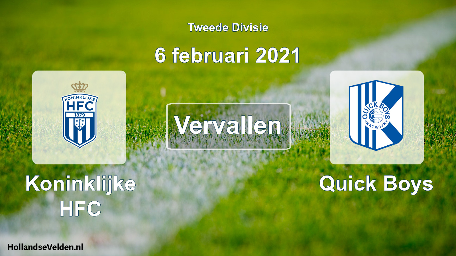 Scheduled Match: Koninklijke HFC - Quick Boys (6 February 2021)