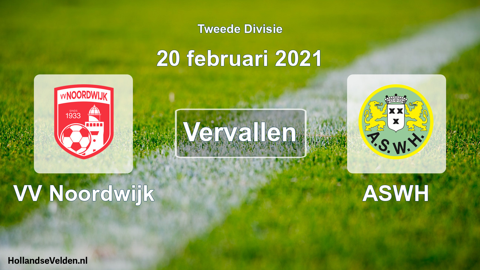 Scheduled Match: VV Noordwijk - ASWH (20 February 2021)