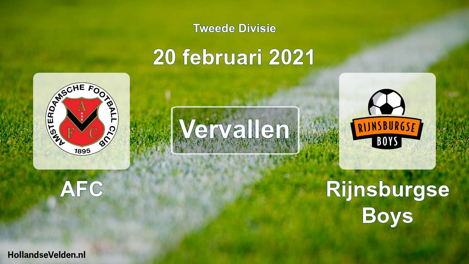 Scheduled Match: AFC - Rijnsburgse Boys (20 February 2021)