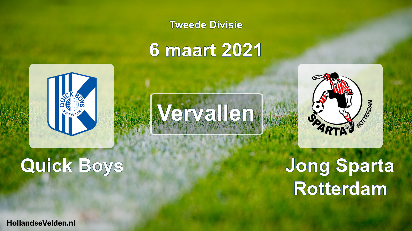 Scheduled Match: Quick Boys - Jong Sparta Rotterdam (6 March 2021)
