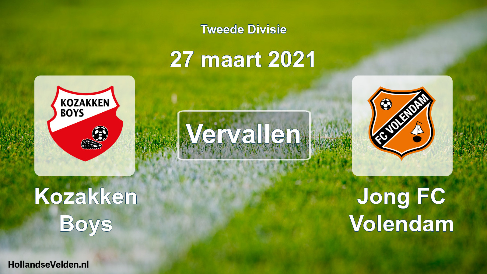 Scheduled Match: Kozakken Boys - Jong FC Volendam (27 March 2021)