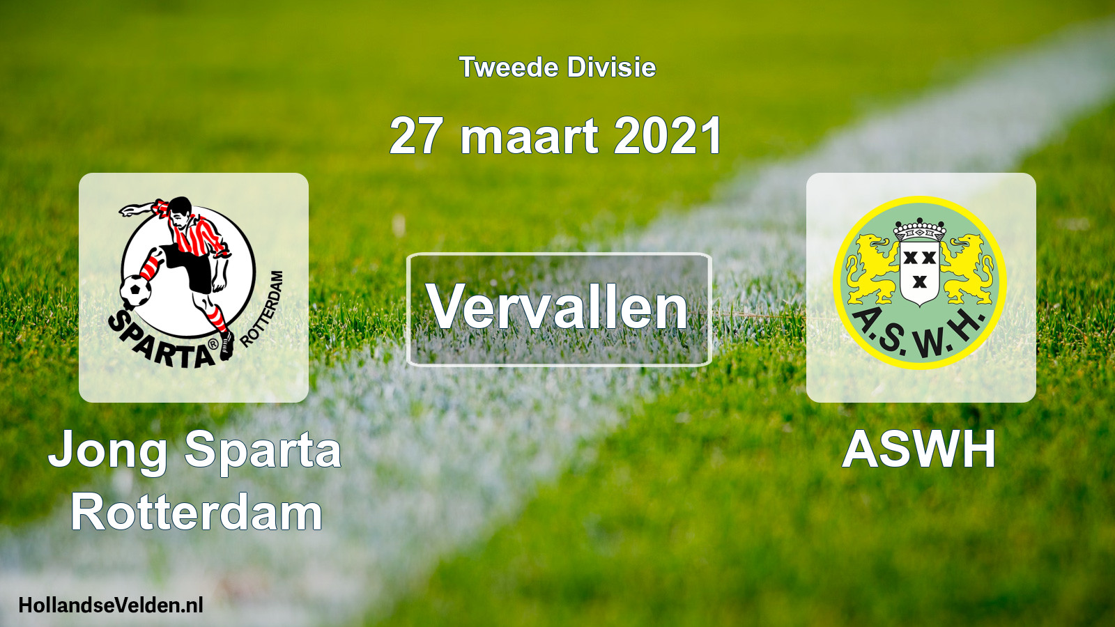 Scheduled Match: Jong Sparta Rotterdam - ASWH (27 March 2021)