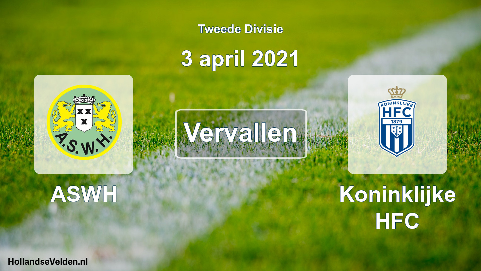 Scheduled Match: ASWH - Koninklijke HFC (3 April 2021)