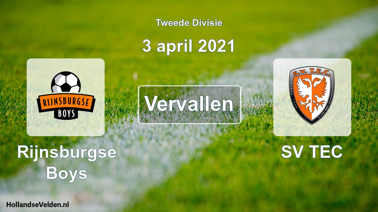 Scheduled Match: Rijnsburgse Boys - SV TEC (3 April 2021)