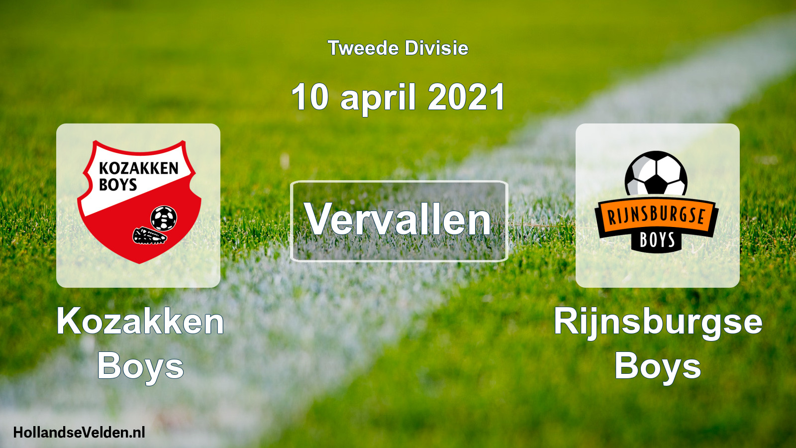 Scheduled Match: Kozakken Boys - Rijnsburgse Boys (10 April 2021)