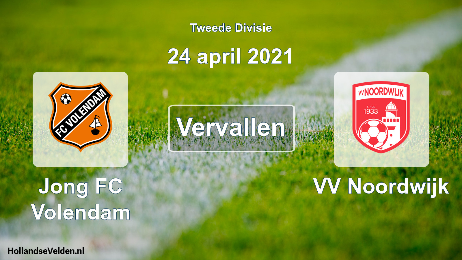 Scheduled Match: Jong FC Volendam - VV Noordwijk (24 April 2021)