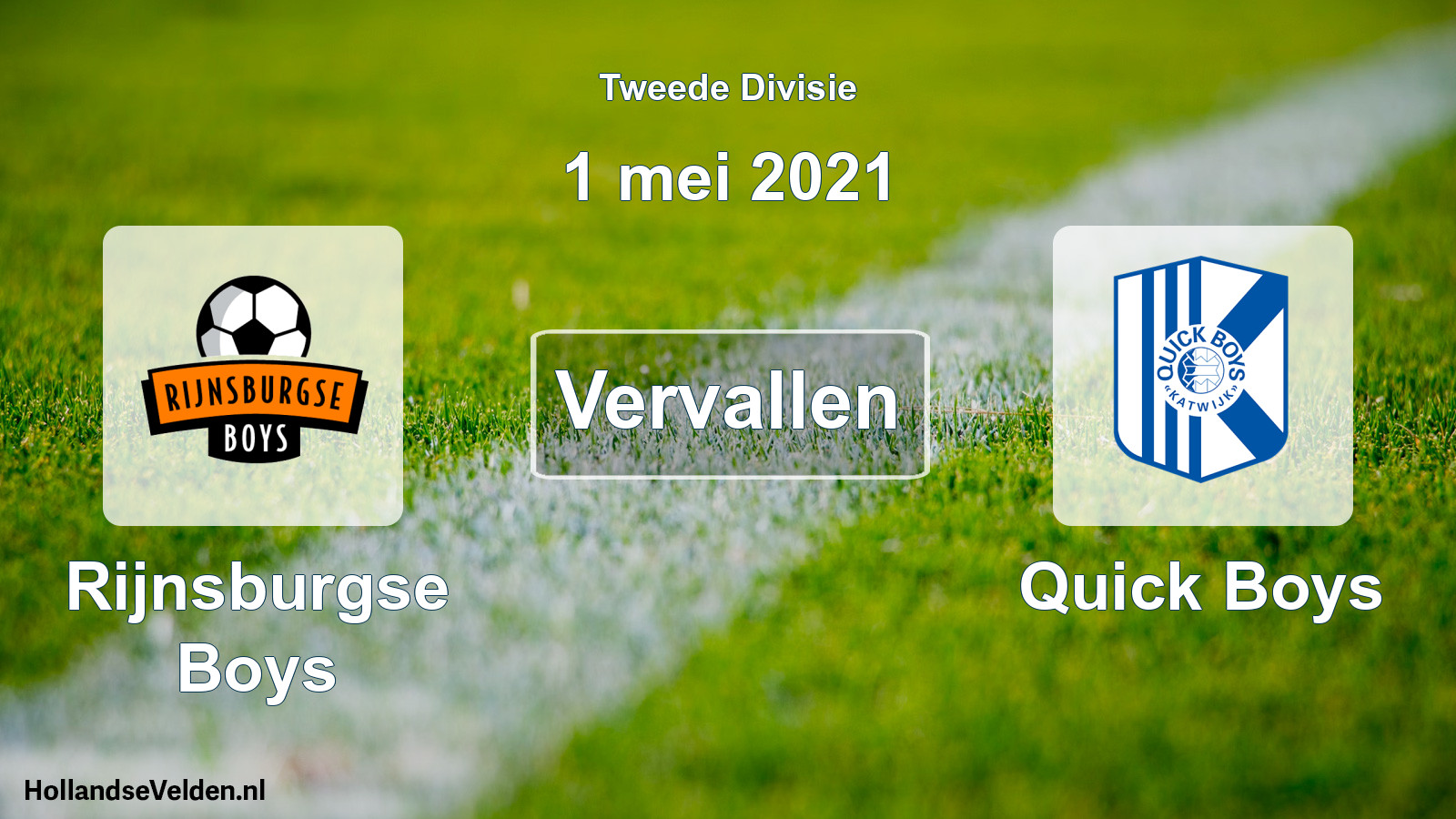 Scheduled Match: Rijnsburgse Boys - Quick Boys (1 May 2021)