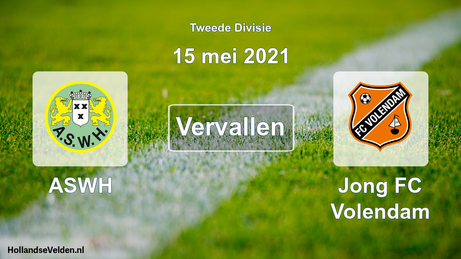 Scheduled Match: ASWH - Jong FC Volendam (15 May 2021)