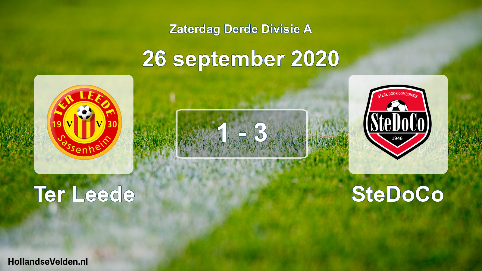 Total number of matches played: Ter Leede - SteDoCo 1 - 3 (26 September 2020)