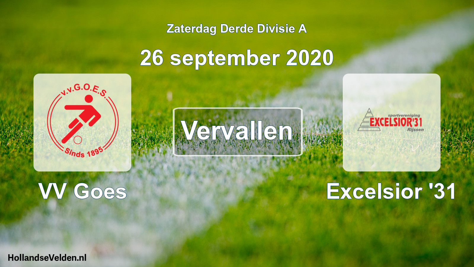 Scheduled Match: VV Goes - Excelsior '31 (26 September 2020)