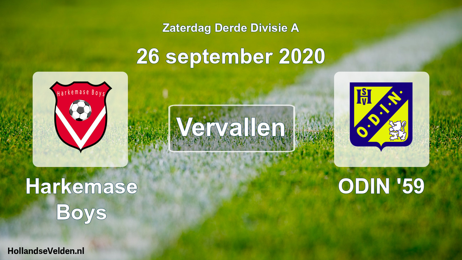 Scheduled Match: Harkemase Boys - ODIN '59 (26 September 2020)