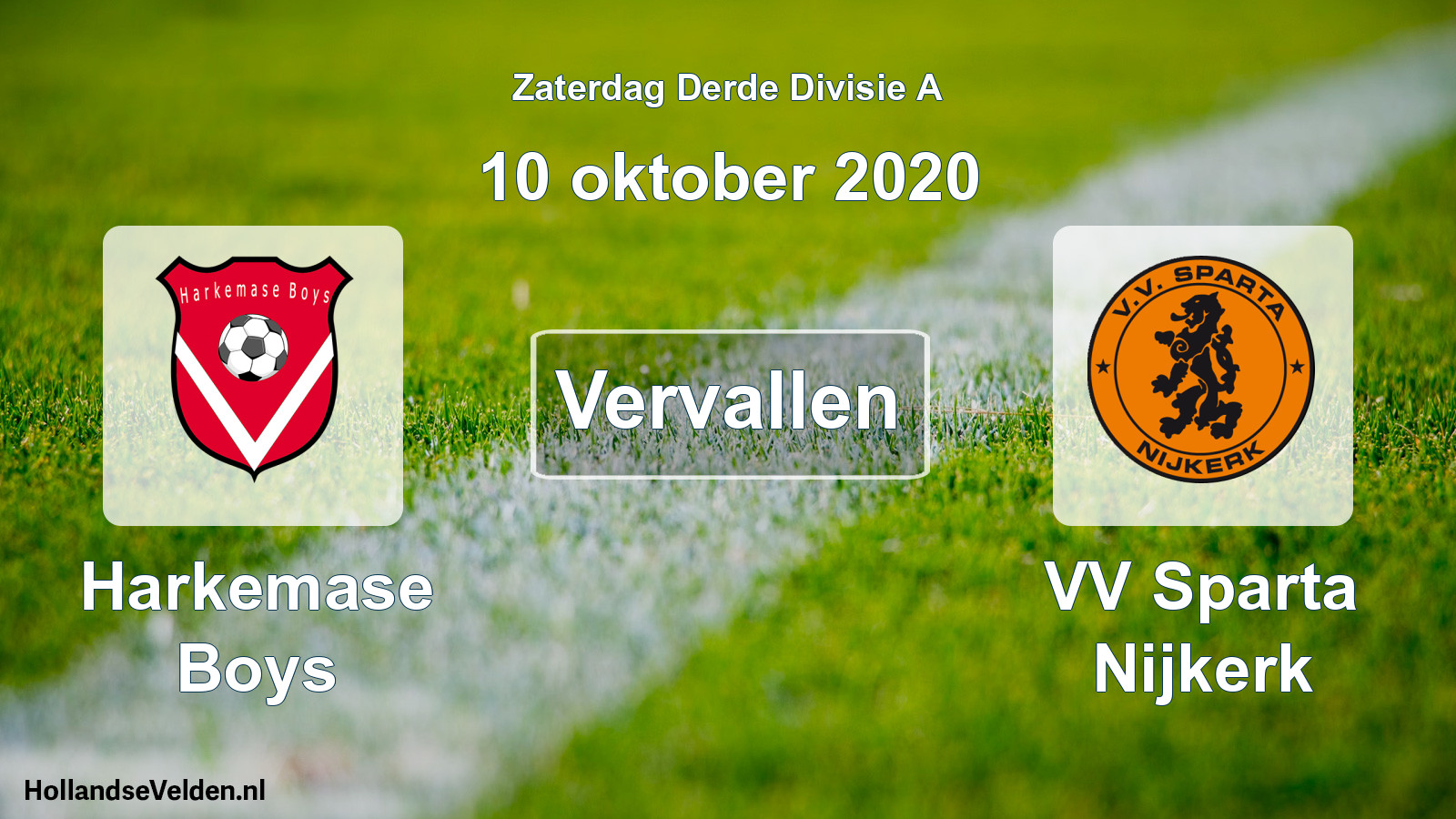 Scheduled Match: Harkemase Boys - VV Sparta Nijkerk (10 October 2020)