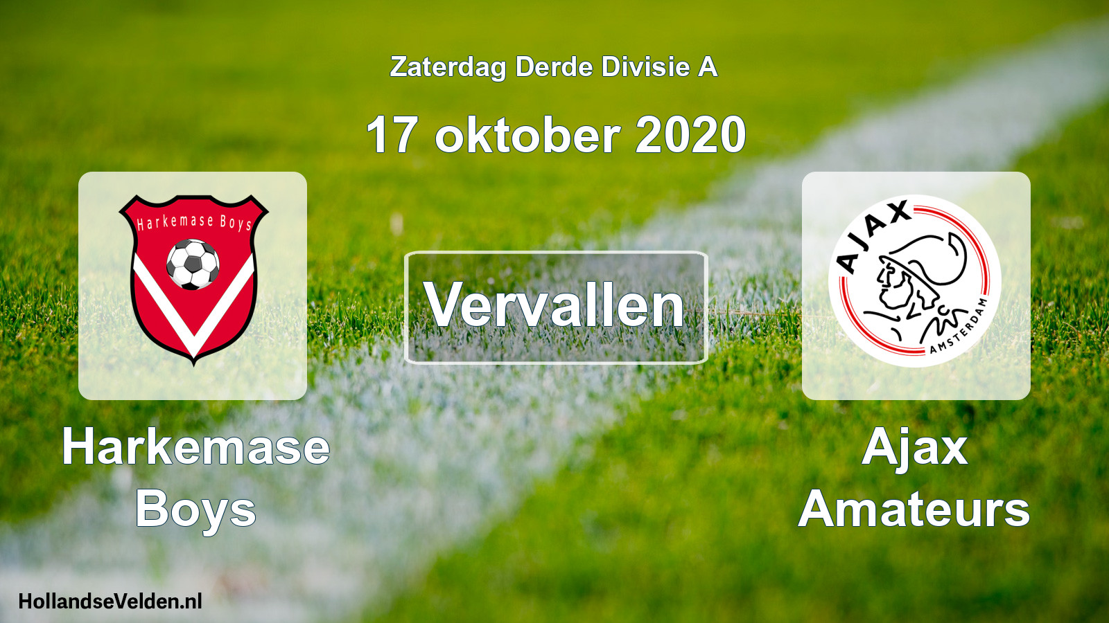 Scheduled Match: Harkemase Boys - Ajax Amateurs (17 October 2020)