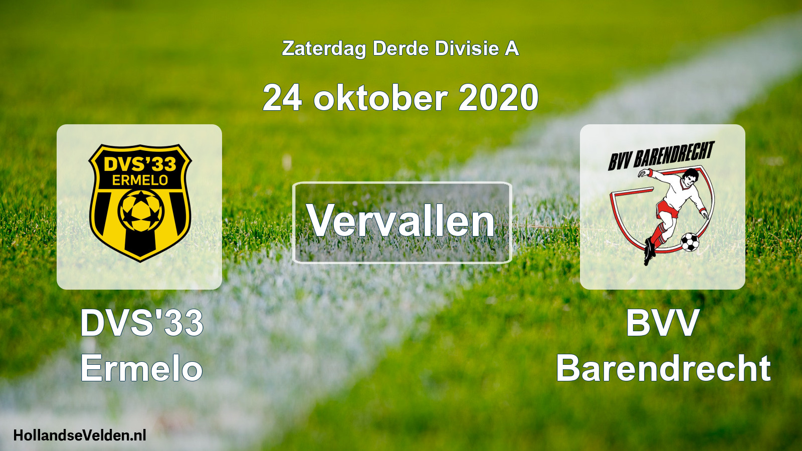 Scheduled Match: DVS'33 Ermelo - BVV Barendrecht (24 October 2020)