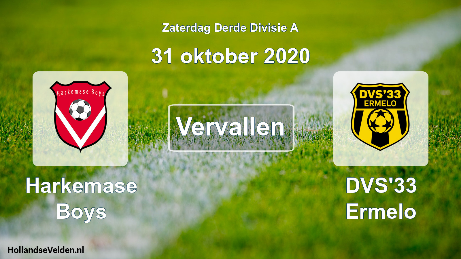 Scheduled Match: Harkemase Boys - DVS'33 Ermelo (31 October 2020)
