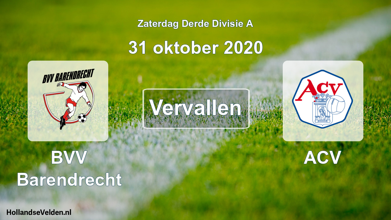 Scheduled Match: BVV Barendrecht - ACV (31 October 2020)